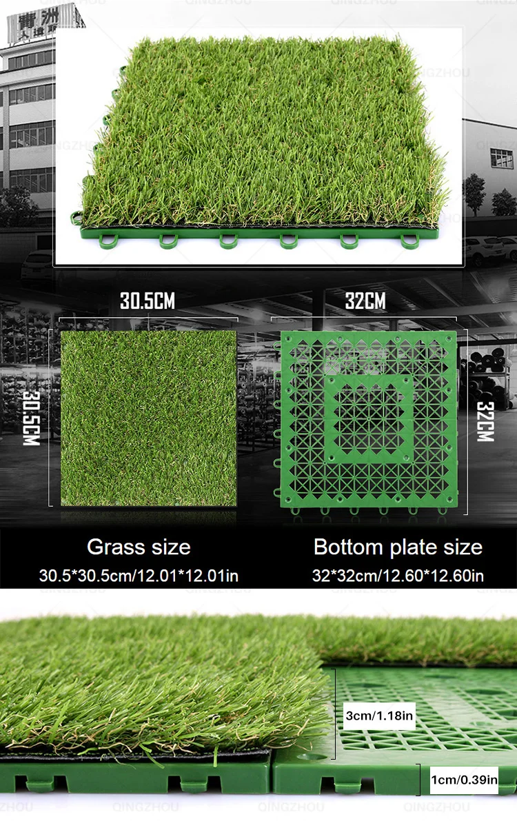 QINGZHOU SJB001 synthetic grass turf tiles grass tiles interlocking