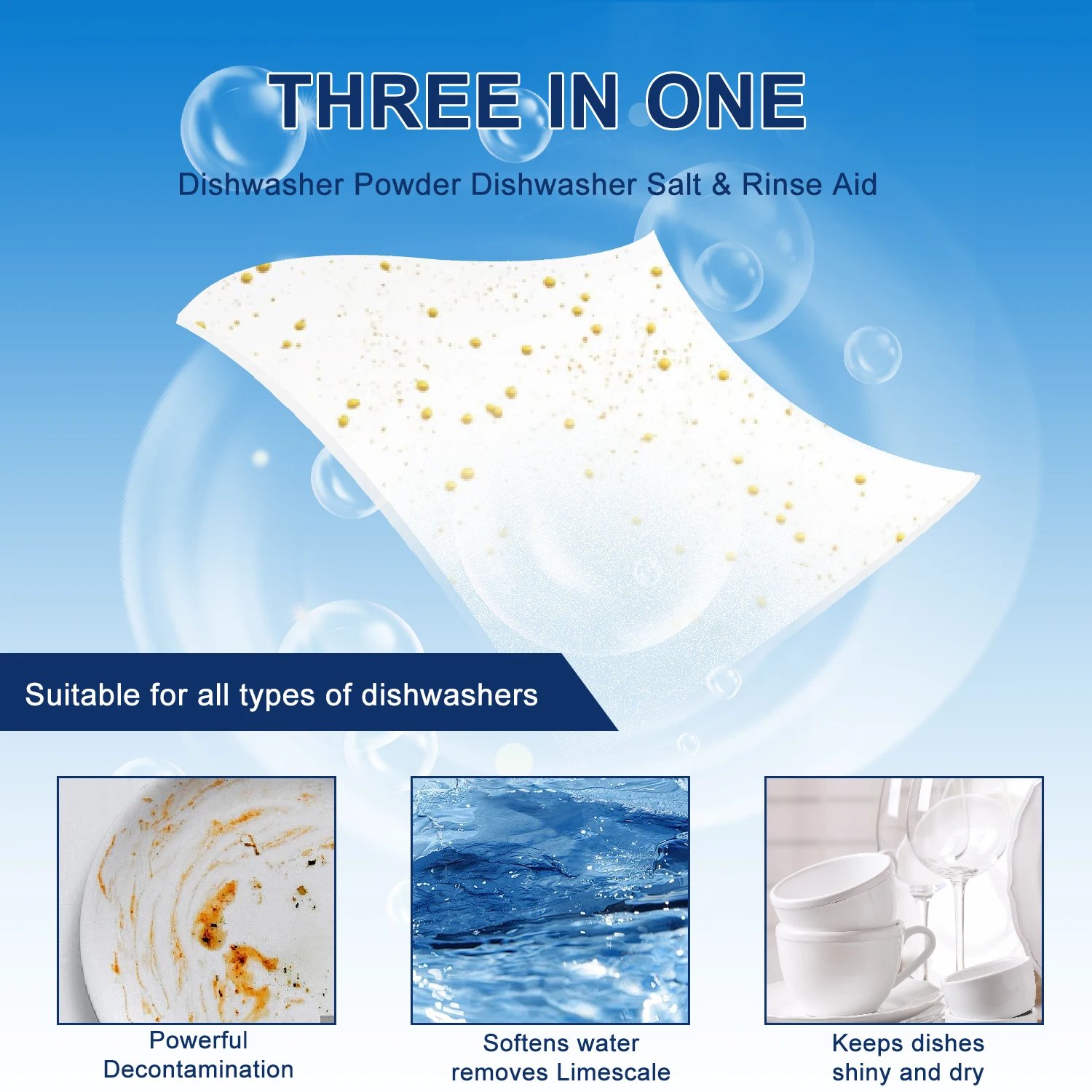 High Efficient Plastic Free lemon scent 100-Loads Eco-Friendly Dishwasher Detergent Sheets tablets for Dishwasher Hand Washing