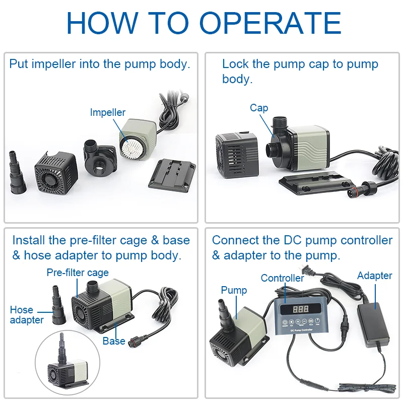 Factory wholesaler price Variable Frequency Submersible Water Pump Fish Tank Submersible Pump For Aquarium pond pump DC24V