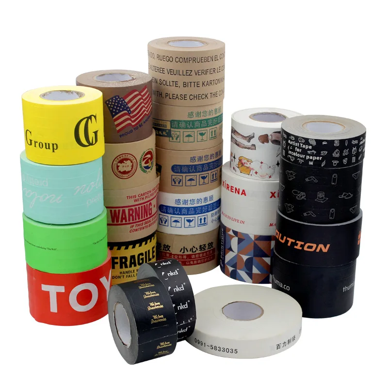 Custom Printed Logo Water Activated Gummed Reinforced Self Adhesive Packing Kraft Paper Tape