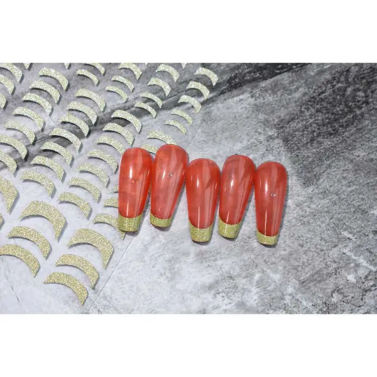 High quality Irregular line nail art decoration patch self-adhesive gold glitter nail sticker