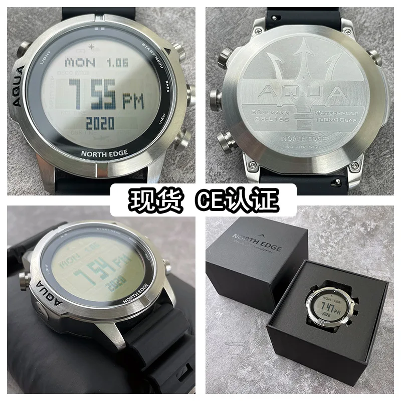 North Edge Aqua new design smart watch 10BAR water resistant Divers Watch with silica gel Watch Strap