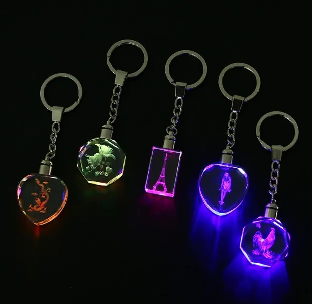 
Promotional Gift Factory Price Custom Made Crystal LED Keychain 