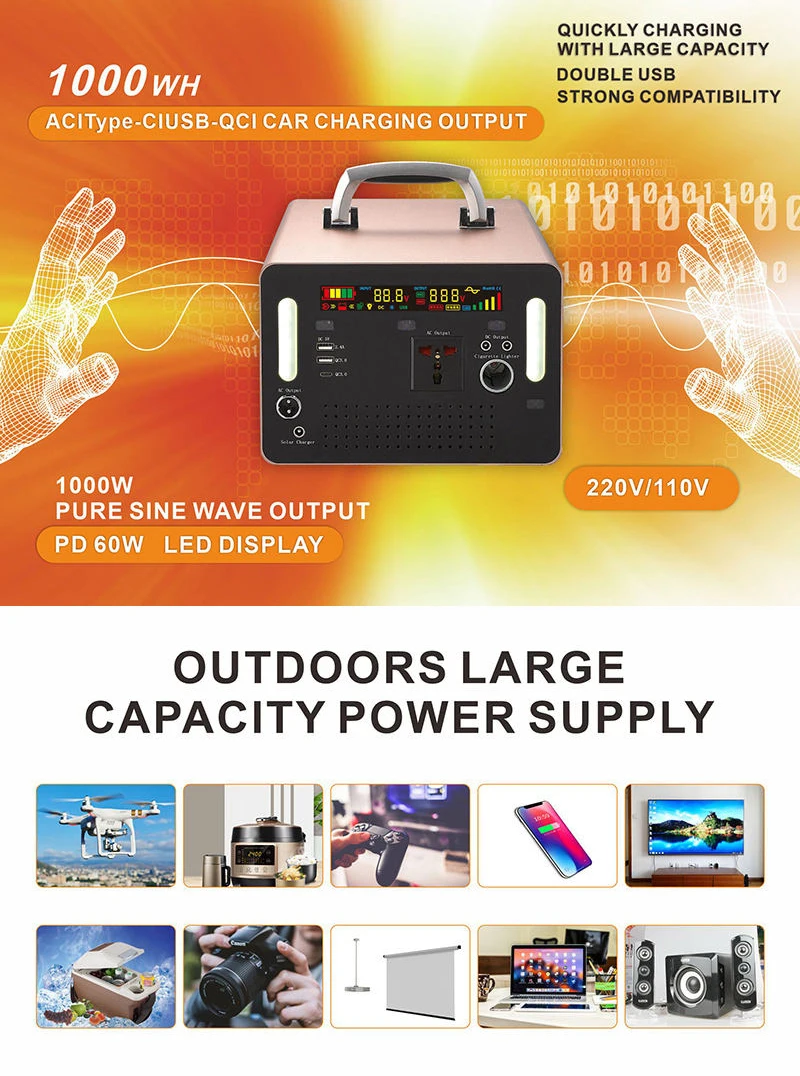 Portable Power Station 500W 1000W 300W 110V Air Compressor For Smartphone With Emergency Power Outage AC Adapter Outdoor And Hom