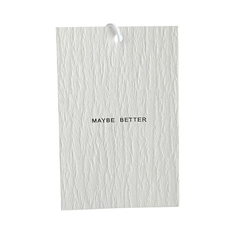 Hang Tag for Clothing Eco Friendly Swing Texture Paper Custom Logo Recyclable White Luxury Shoes Print Rectangle Sustainable