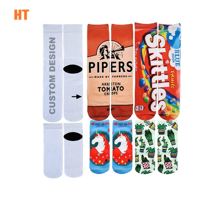 HT-I-J507 polyester blank sublimation socks white sublimation socks