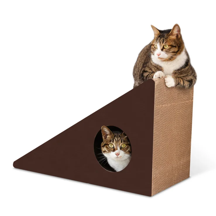 High quality corrugated cat scratcher house wall against cat toys