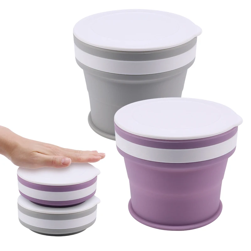 Customize 270ml 9oz Outdoor Hiking Reusable Silicone Foldable Coffee Cup Collapsible Silicon Travel Folding Coffee Mug Cup To Go