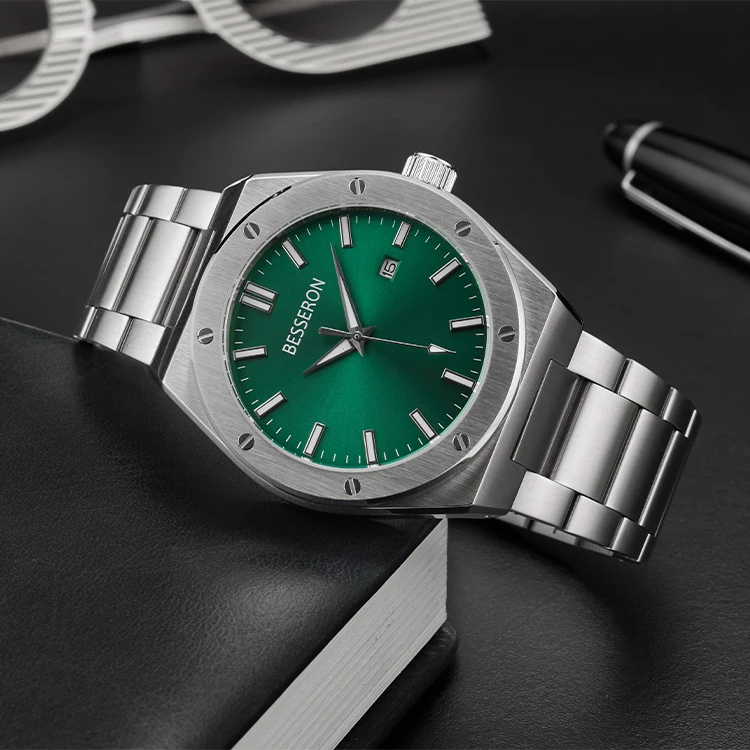 BESSERON Dropshipping Wholesale Luxury Men Business Steel Band Japan Movement Quartz Wrist Watches