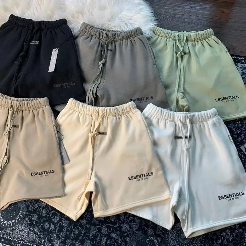 Hot selling style high quality ESSENTIALS shorts reflective french terry cotton shorts men