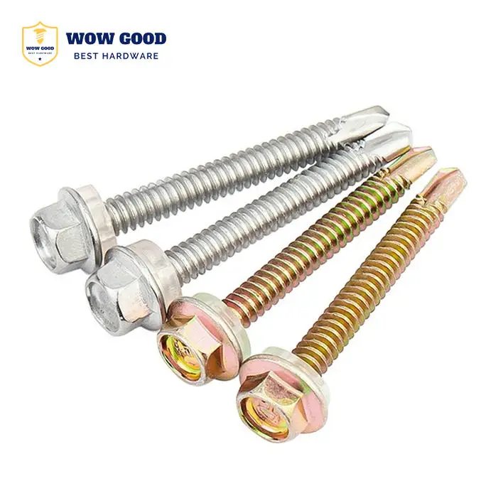 410 Stainless Steel Black gold Color zinc Hex Washer Head Self-tapping roofing Fast Self Tapping Drilling metal Screw for metal
