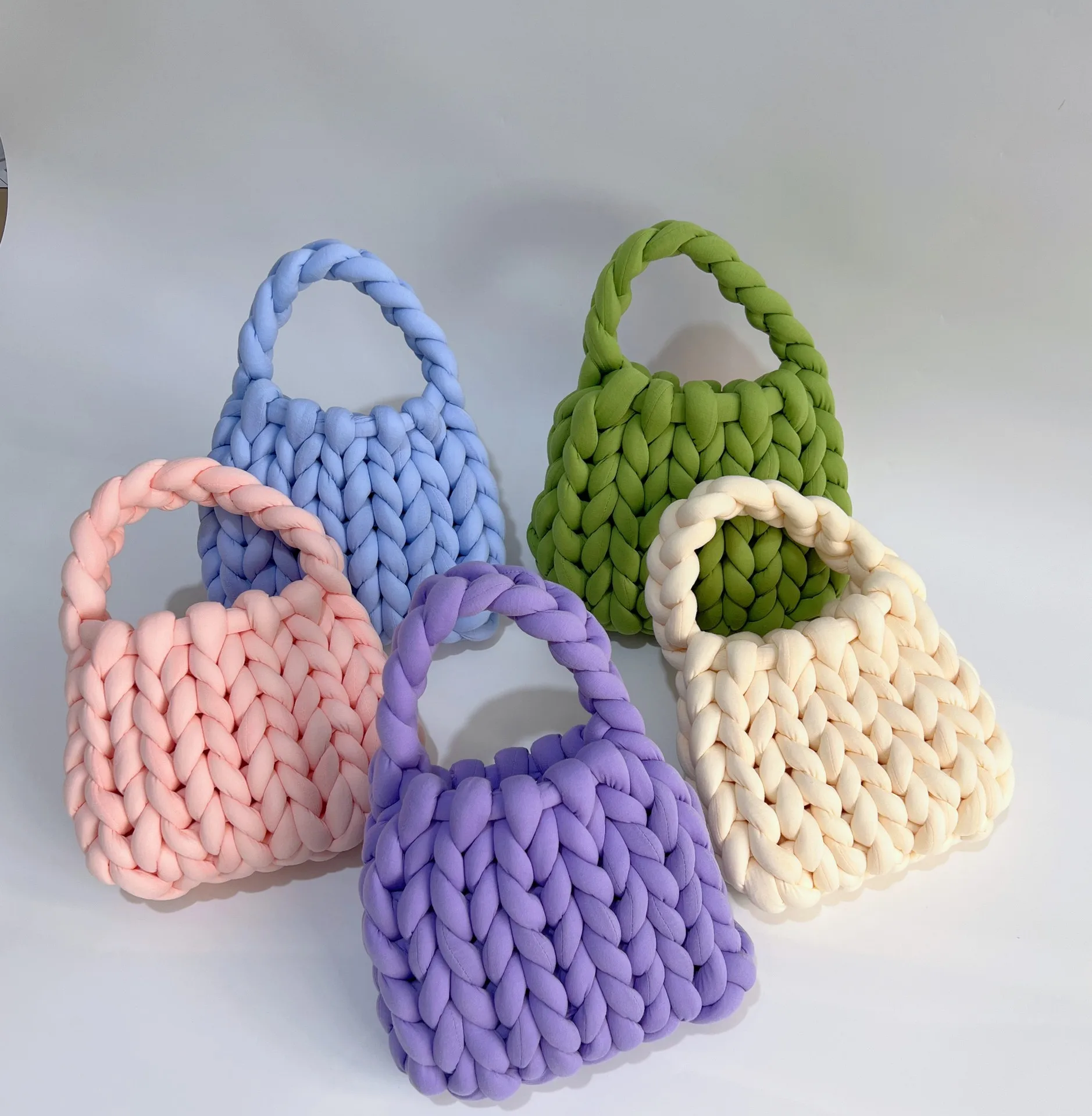 Blended Fancy yarn polyester hollow giant chunky cotton tube yarn for hand knitting