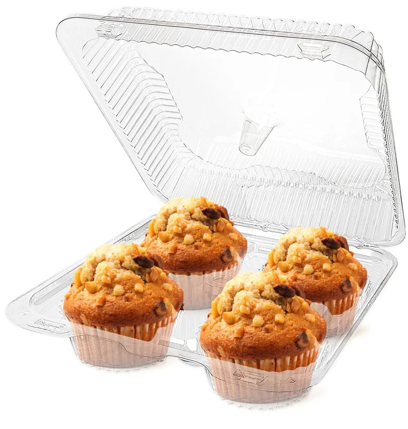 Fancy 1 2 4 6 12 holes ecofriendly Cupcake Carrier Holders Clear Plastic Containers Dessert Transparent muffin cake Boxes