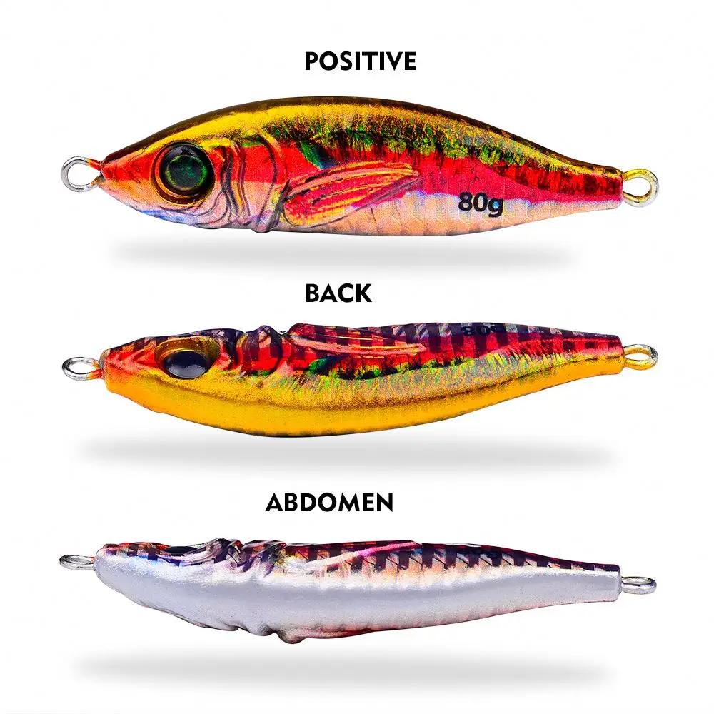 30g/40g/60g/80g 10 colors 3D Lifelike Eyes Realistic Fish Body Fast Sinking Jig Fishing Lures