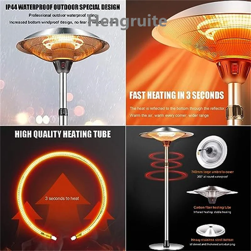 UK Plug Freestanding Electric Heater Waterproof and Remote Controlled for Indoor and Outdoor Use Wholesale Infrared Heaters