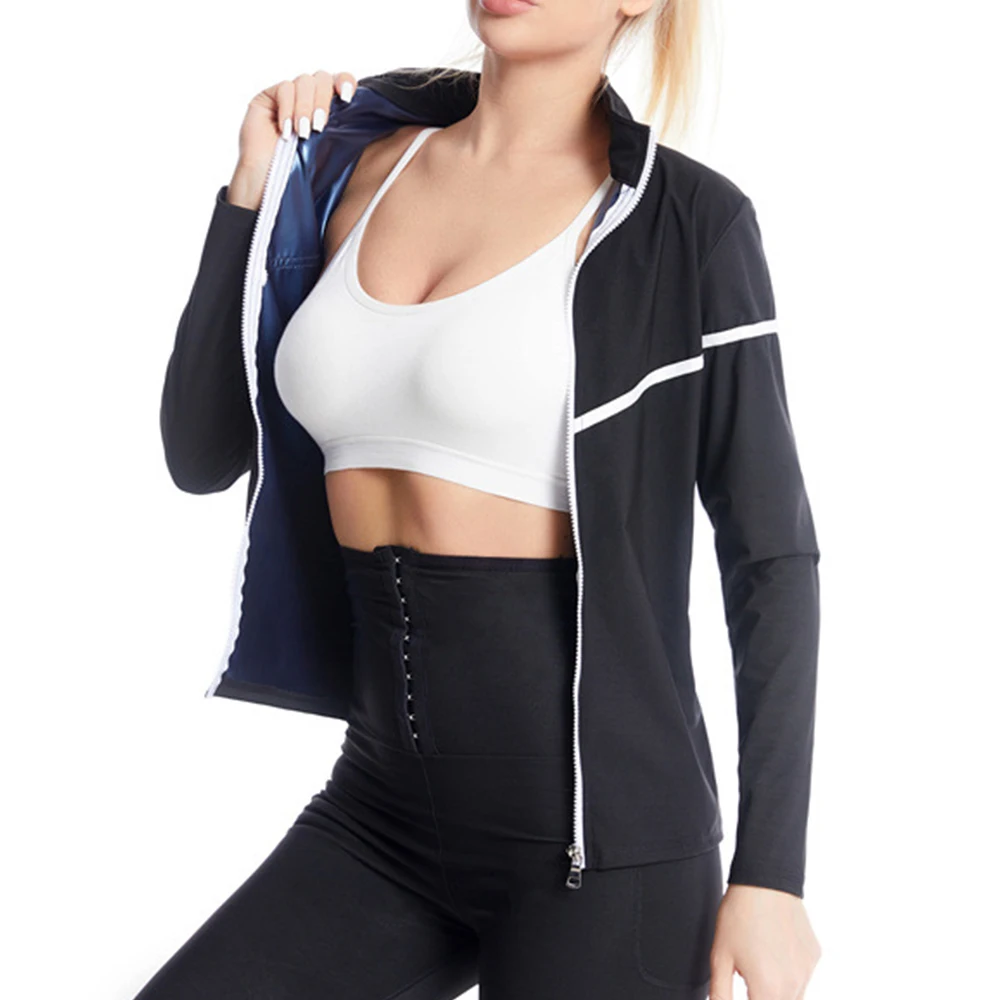 Fitness Women Polyester Silver Sauna Suit Sauna Suit Heat Accumulation Sweat Body Women Sauna Suit