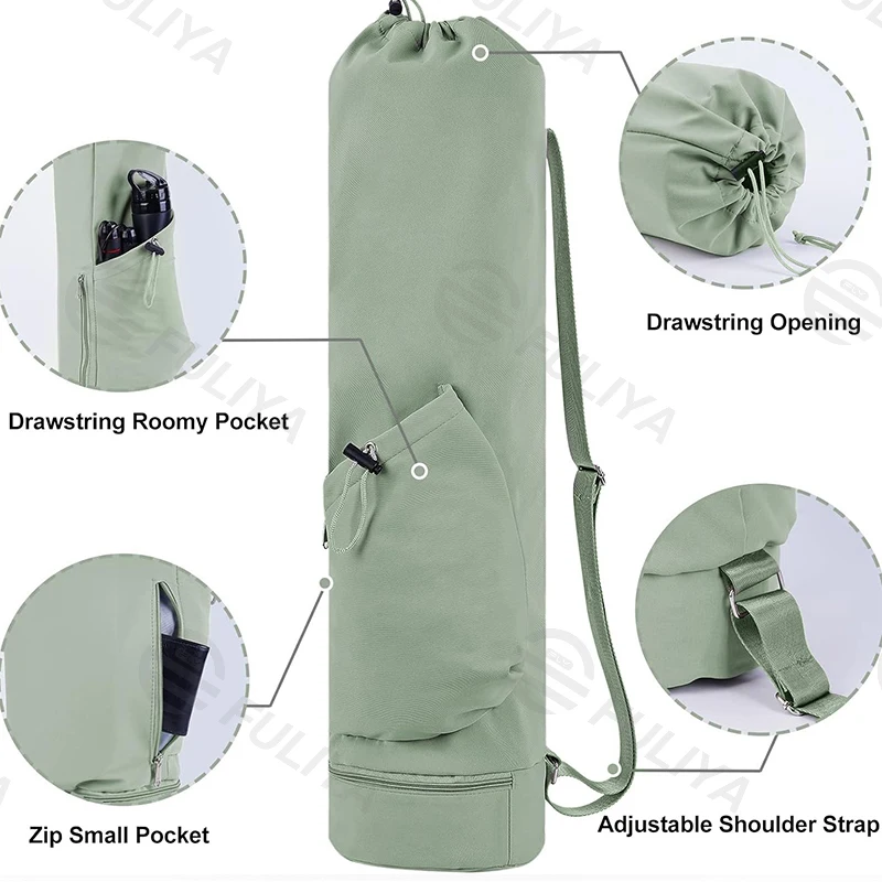 FULIYA Eco Friendly Water Nylon Polyester Sport Fitness Bag Multifunction Custom Woman Yoga Mat Gym Carry Bag