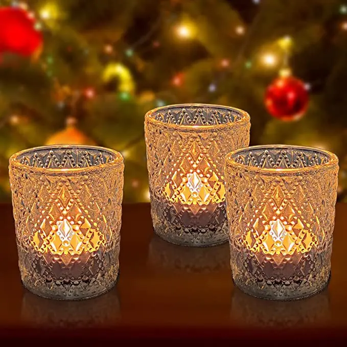 Home Decor Weddings Spa Holidays Party DIY Clear Votive Candles Filled Unscented Soy Wax Glass Candle Holder