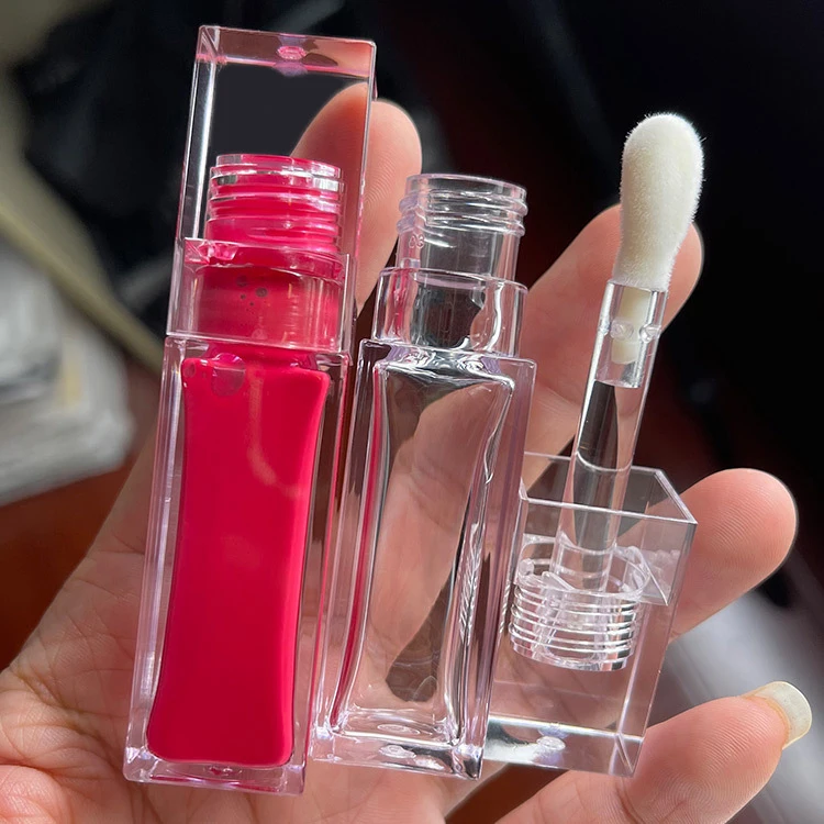 Custom PETG Plastic Lip Gloss Tube Big Wand 10ml Pattern Lipstick Lip Balm Eye Cream Screen Printing Surface Treatment