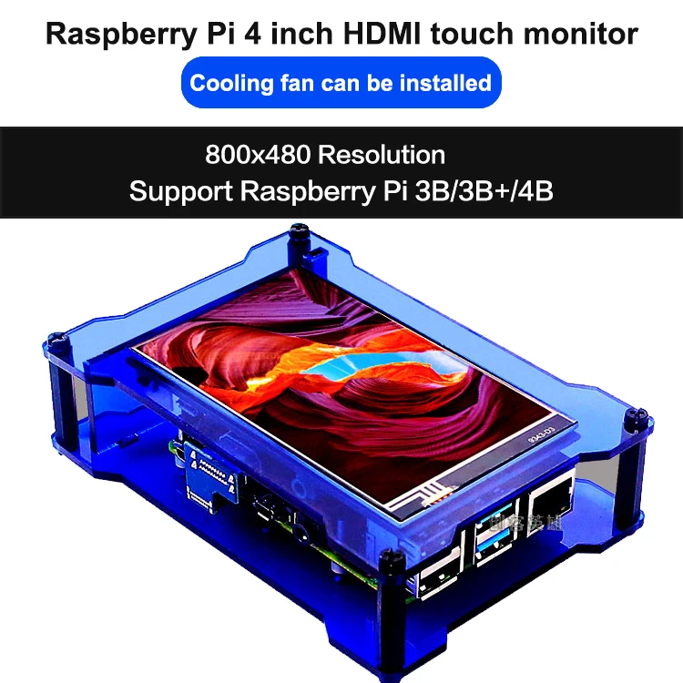 4.0 inch High-Speed Touch Screen Display 800x480 TFT LCD SPI Monitor for Raspberry Pi 4 3 2 A, A+, B, B+, HDM Factory