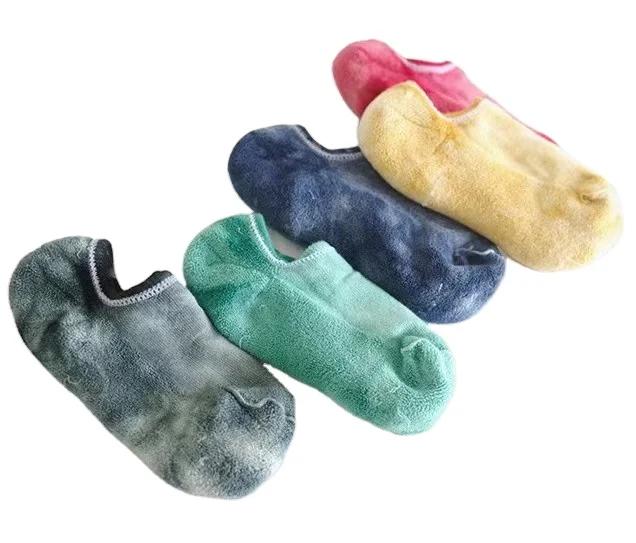 
2021 high quality spring and summer towel bottom no show socks non slip tie-dye socks wholesale socks 