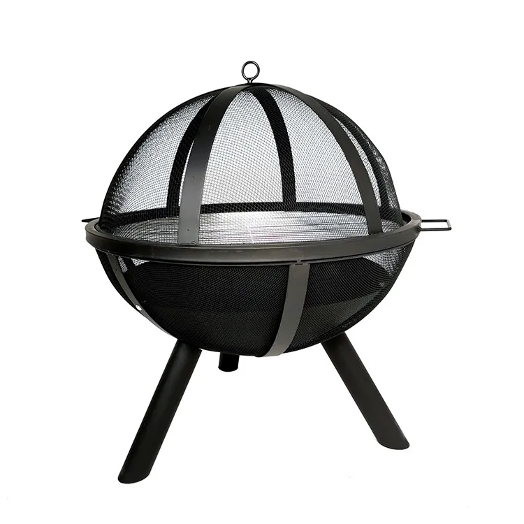 24Inch Ball Shaped Flaming Wood Burning Steelmetal gas Firepit Stand Modern Outdoor Steel