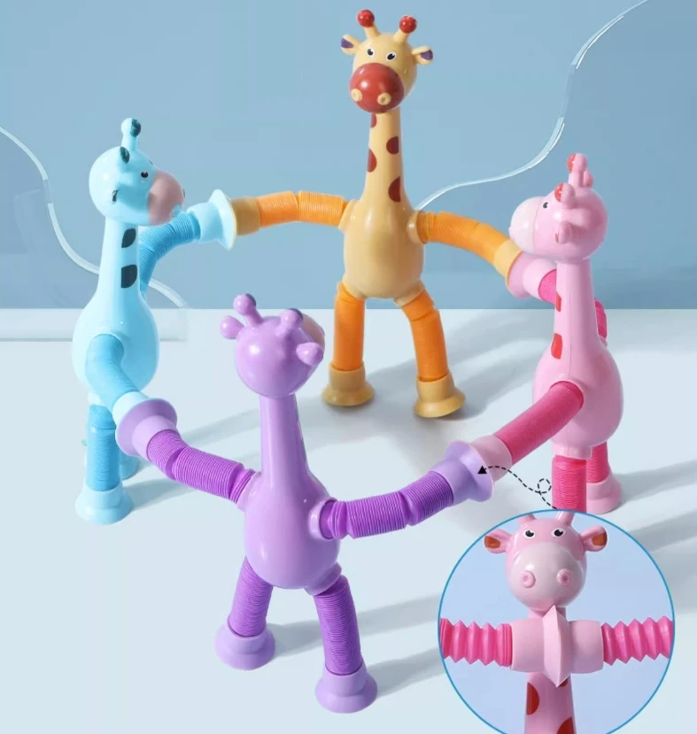 Suction cup Giraffe robot telescopic toy stretches tube to develop imagination to relieve stress