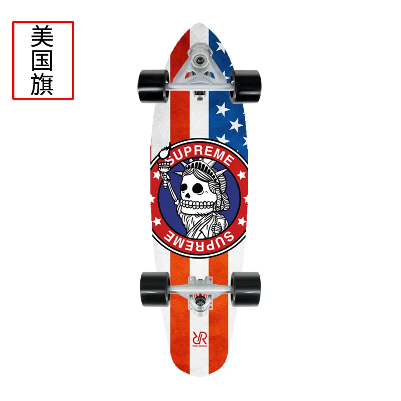Hot Sale Longboard Chinese Maple Colorful Pattern Land Board Desk Longboard CX7 Truck Surfing Skateboard Surfskate