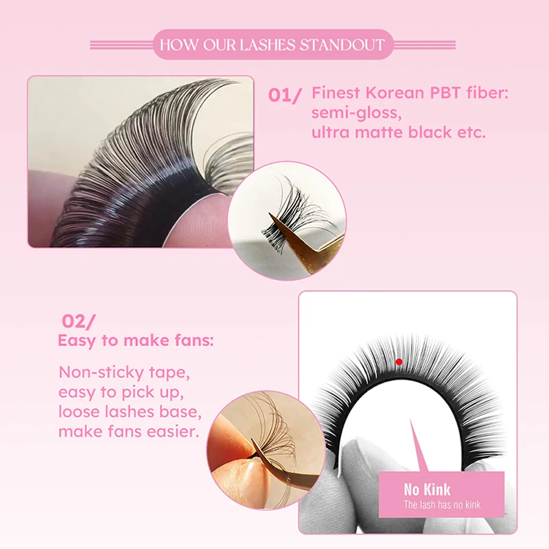 2023 New And Hot Original Professional Hand Made Korean Pbt Fiber 0.03 0.05 0.07 Volume Eyelash Extensions