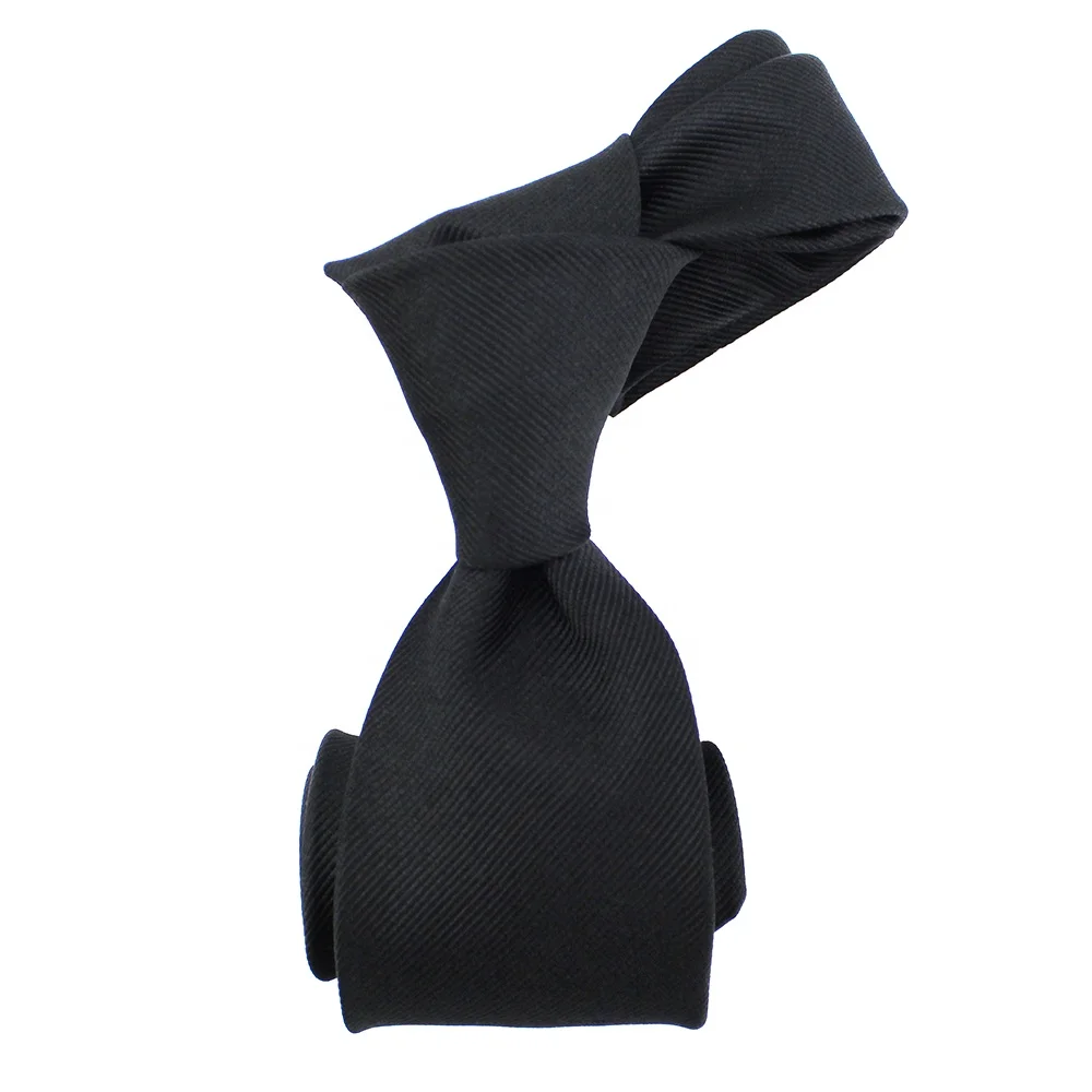 China Wholesale Custom Necktie Fashion Men Tie Handmade Jacquard Woven Solid Color Grosgrain Classic 100% Silk Black Ties