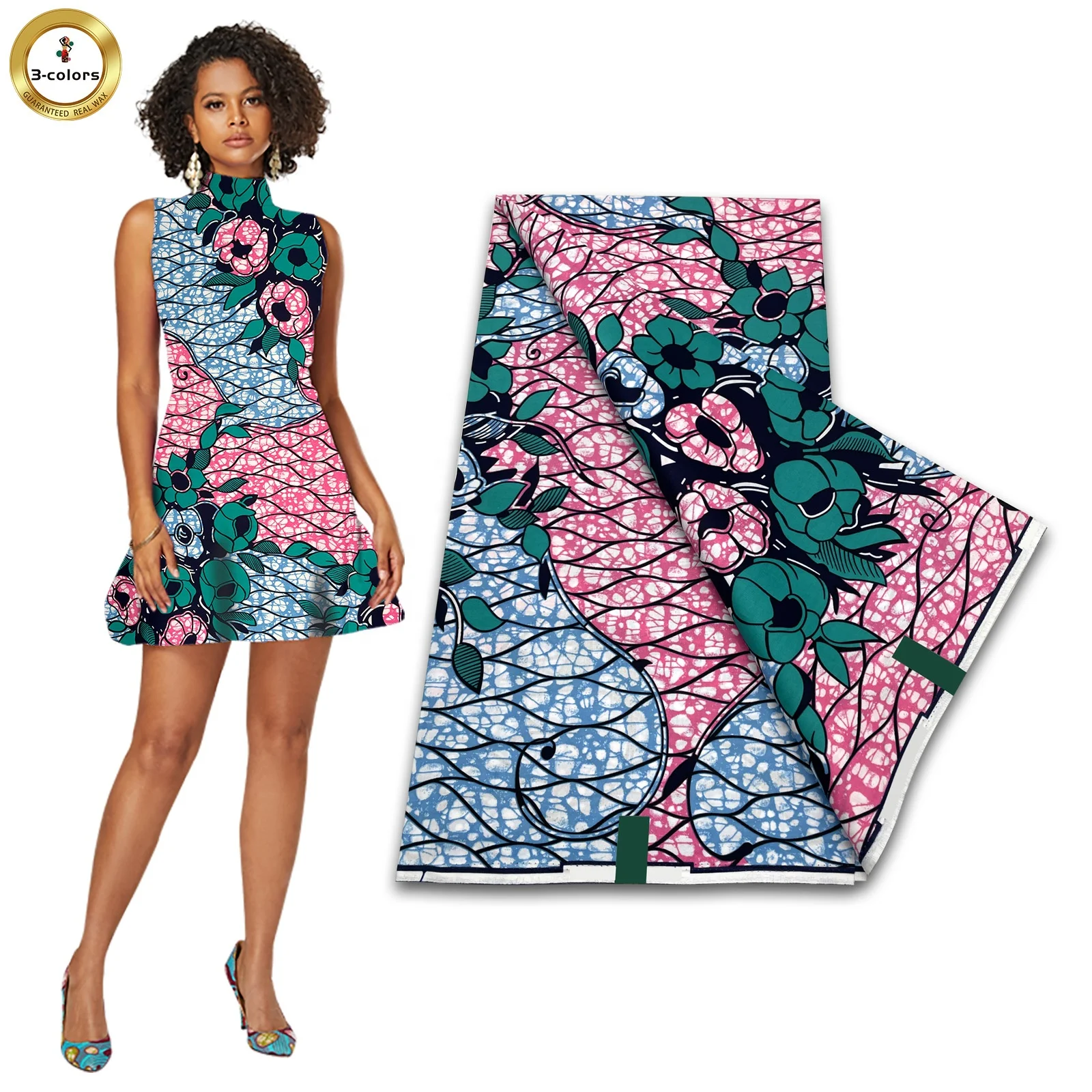 Wholesale Africa 100% Cotton Wax Fabrics Real Wax 6 yards For Garment Clothing Dress