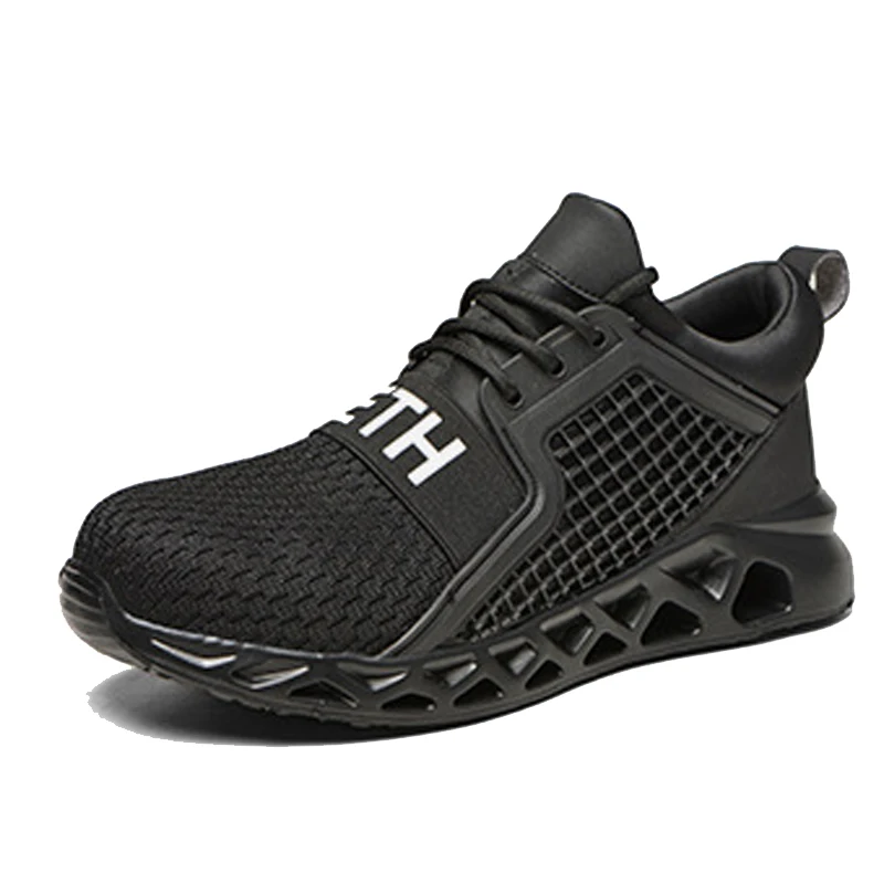 New style fly-woven mesh breathable labor protection site anti-smashing anti-piercing safe and light working mens shoes