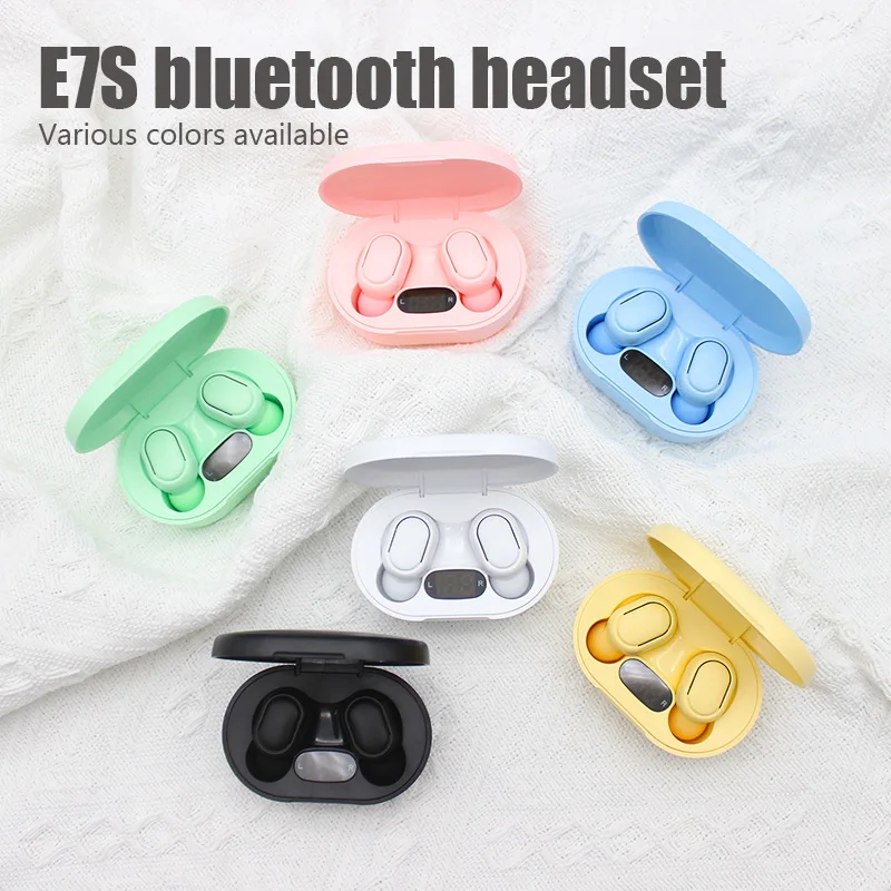 Wireless headset BT 5.0 TWS E7S HiFi stereo mini earbuds with microphone Ear Cuff Foldable Phone Sports earphones