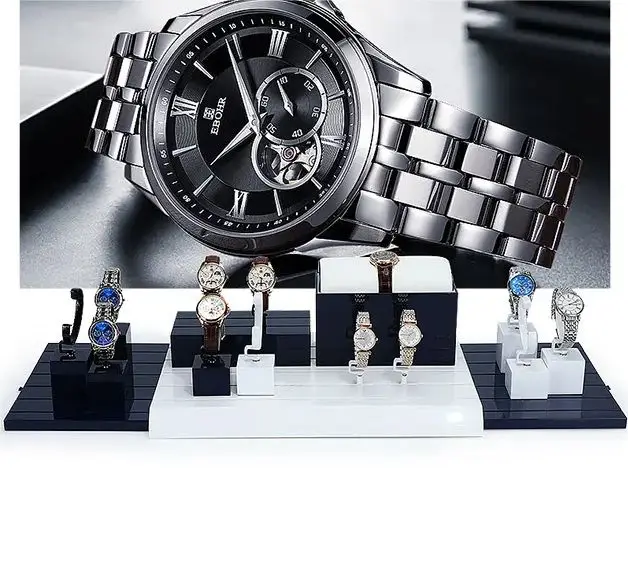 VANLOCY High quality custom service retail store exhibition paint watch display window display stand watch set