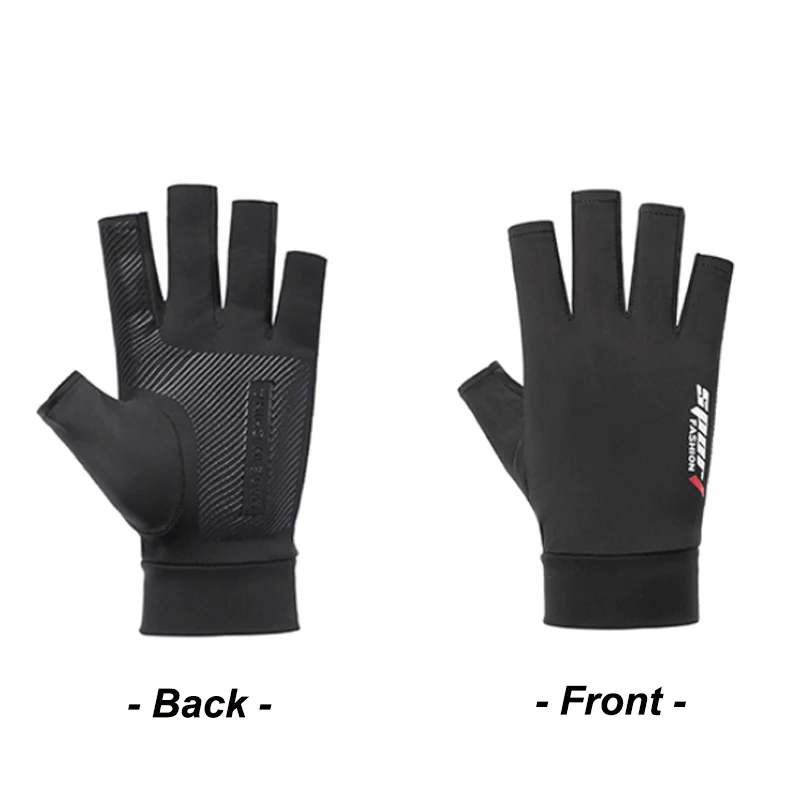 
Nylon Ice Silk Fingerless Gloves Fishing Outdoor Sunscreen Breathable Stretch Glove Lightweight Cycling Bike Gloves Summer 