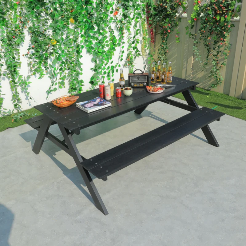 WPC Outdoor Furniture Plywood Garden Furniture Aluminum Picnic Table Set.Plastic Wood Table and Chair Park Bench