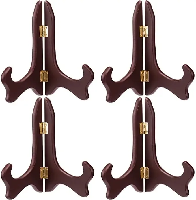 Wholesale Quality Stable Black 4 Piece Wooden Easel Display Stand Bracket Wooden Plate Display Stands