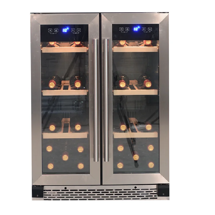 Hot Selling No-frost Freestanding Built-in Wine Cooler Double-layer Tempered Glass Door 40 Bottles Led on The Door Compressor