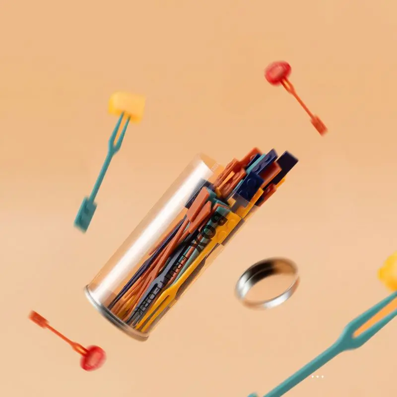 Disposable Plastic Fruit Forks Cocktail Tasting Appetizer Forks Set Toothpick Portable Salad Fruit Forks