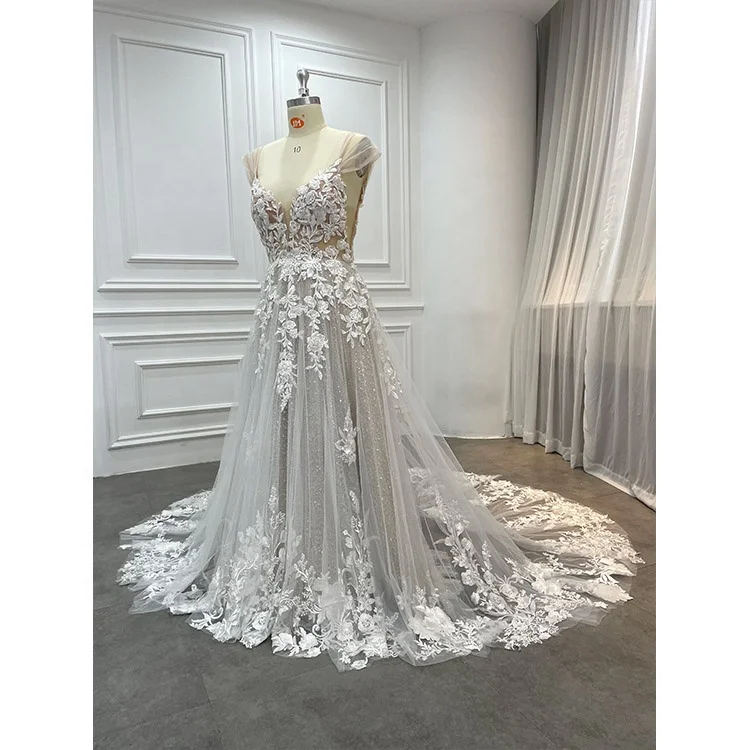 Luxury Plus Size Vestido De Novia Vintage Champagne Color Wedding Dresses Modest African Wedding Dress Bridal Gown