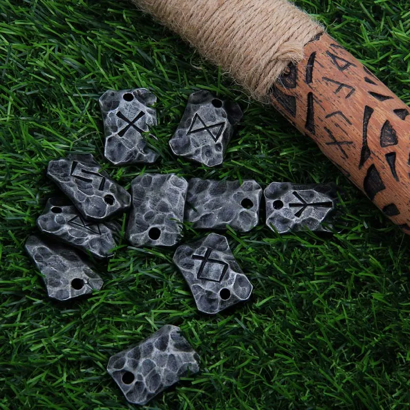 Forged Iron ALGIZ Rune Viking Amulet Pendant Nordic Talisman Necklace Hammered Runic