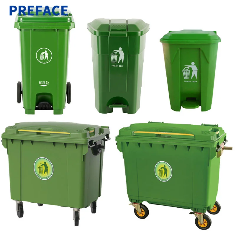 Preface 120l 240l 360l 660l 1100l Plastic Outdoor Trash Can Rubbish Recycling Wheelie Bin Waste Garbage Container