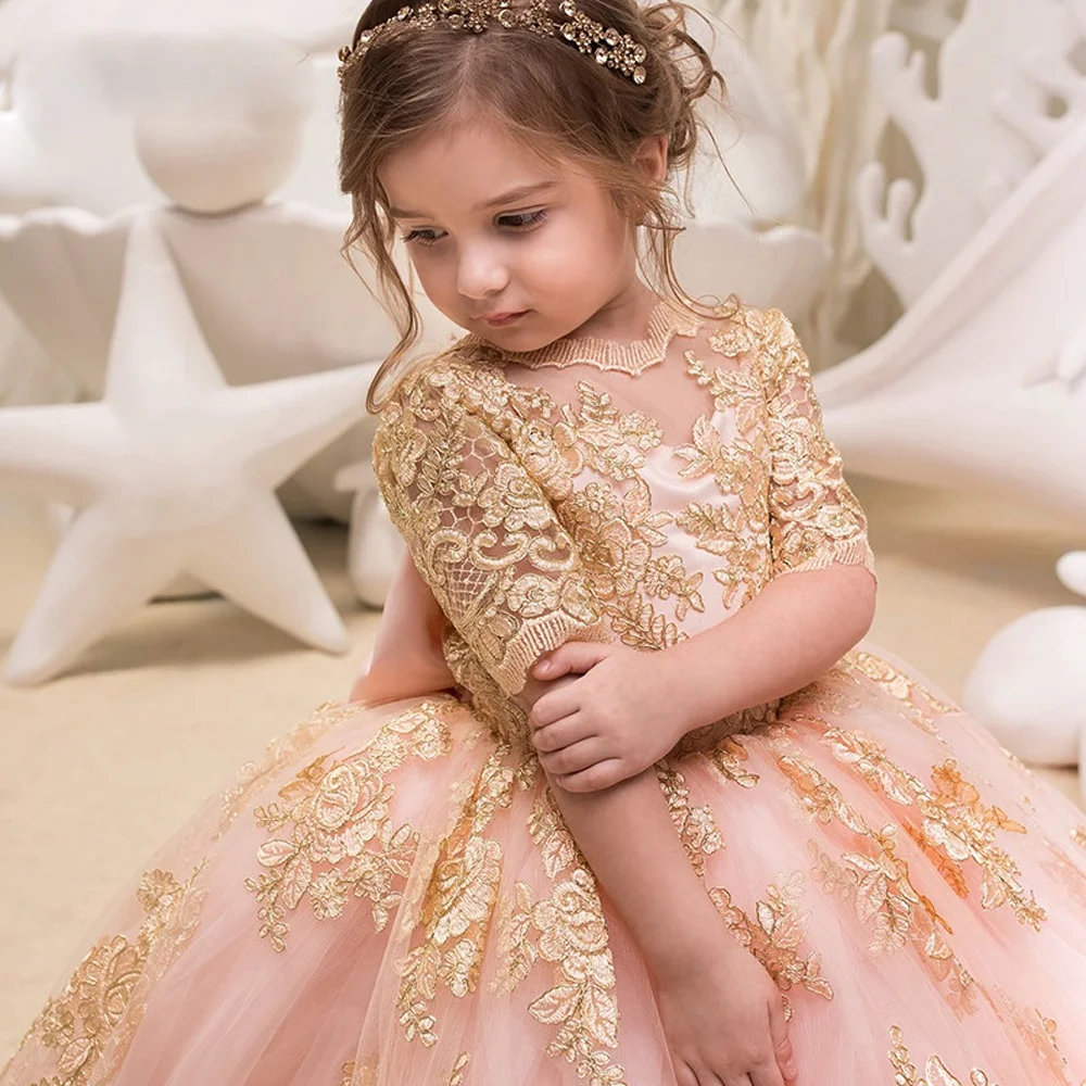 pink girls birthday party dresses kids ball gowns dress for little girls