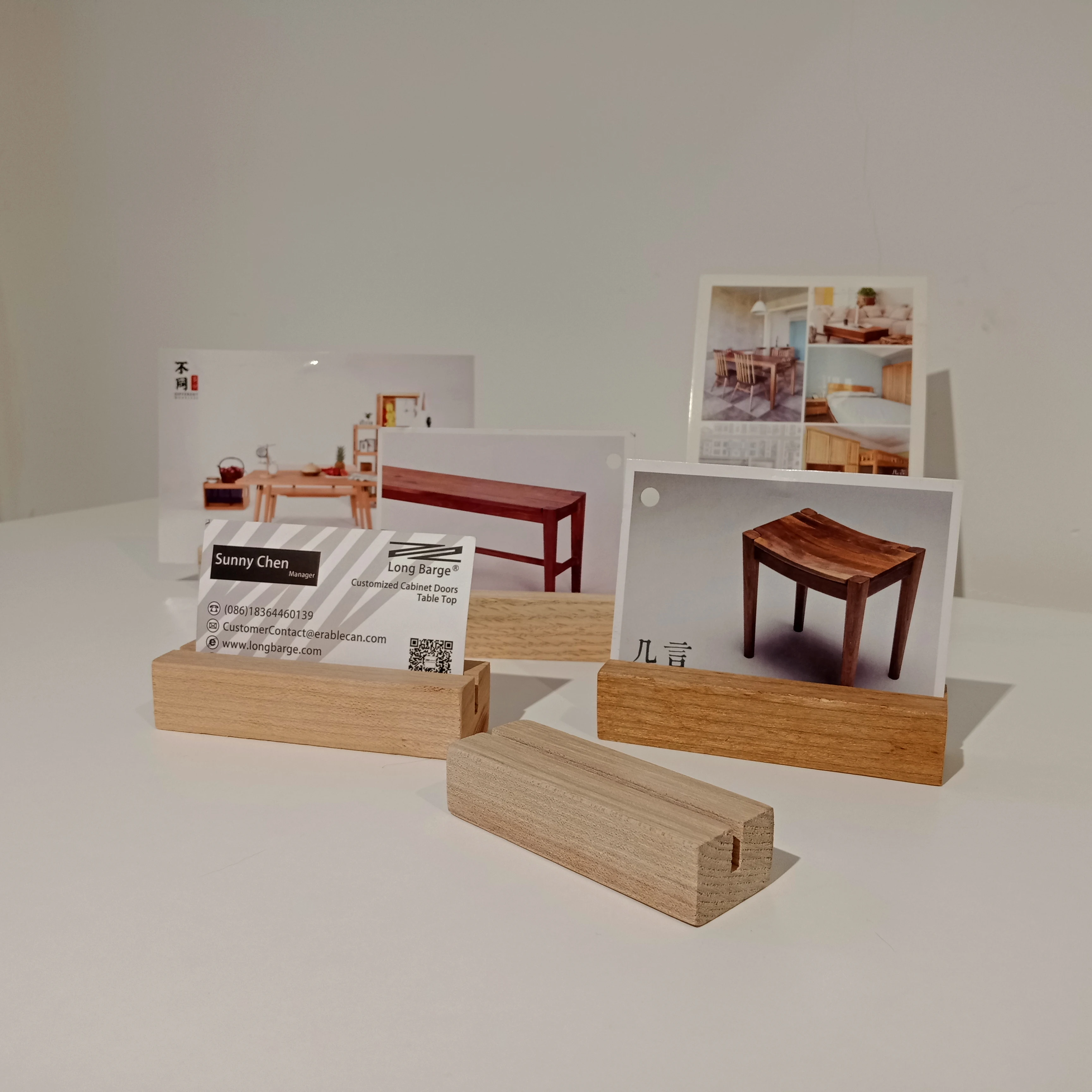 Logo Custom Wooden card holder solid wooden menu business card holder wholesale