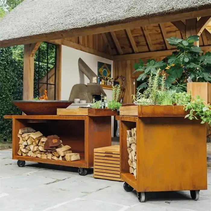 Heavy Duty Metal Smoker BBQ Fire Pits Barbecue Garden Charcoal Grill Outdoor BBQ Corten Steel