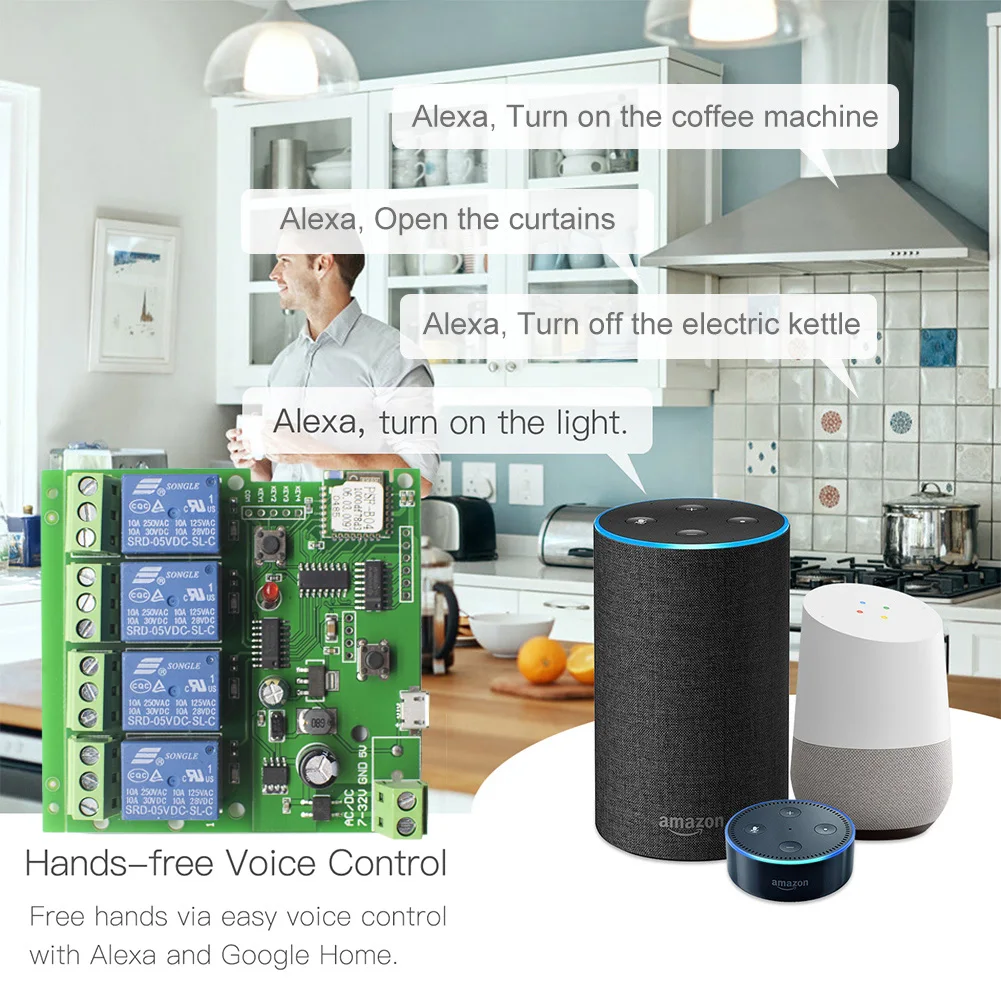 Модуль переключателя EWELINK с Wi-Fi 4-канальный приемник поддержкой Alexa 12 В 24 5 в постоянного тока 10