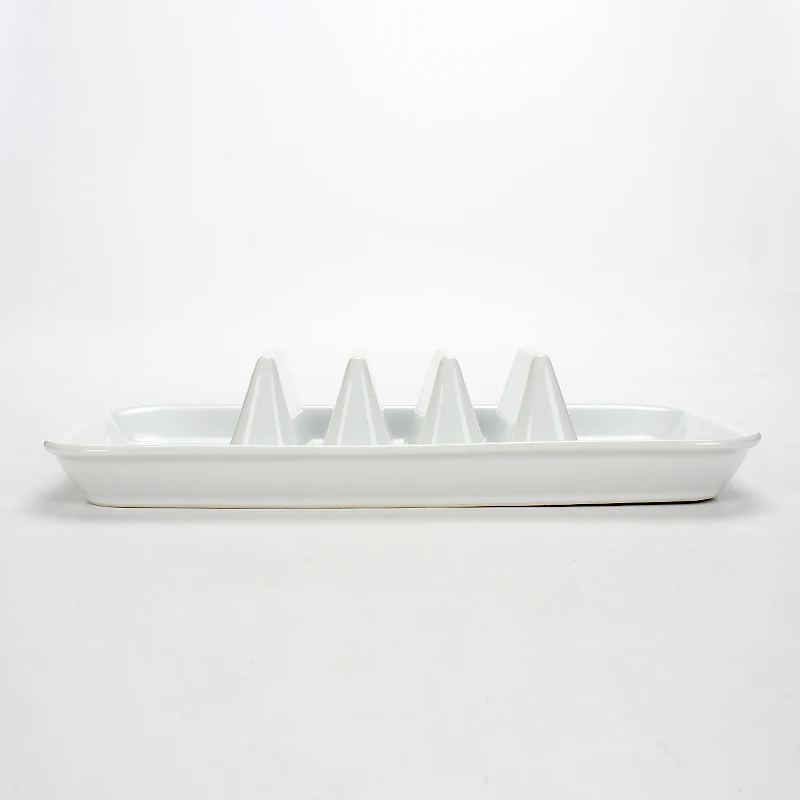 Custom Funny Kitchen Gadgets Ceramic Hot Dog And Taco Holder Stand Plate Dinnerware Wholesale