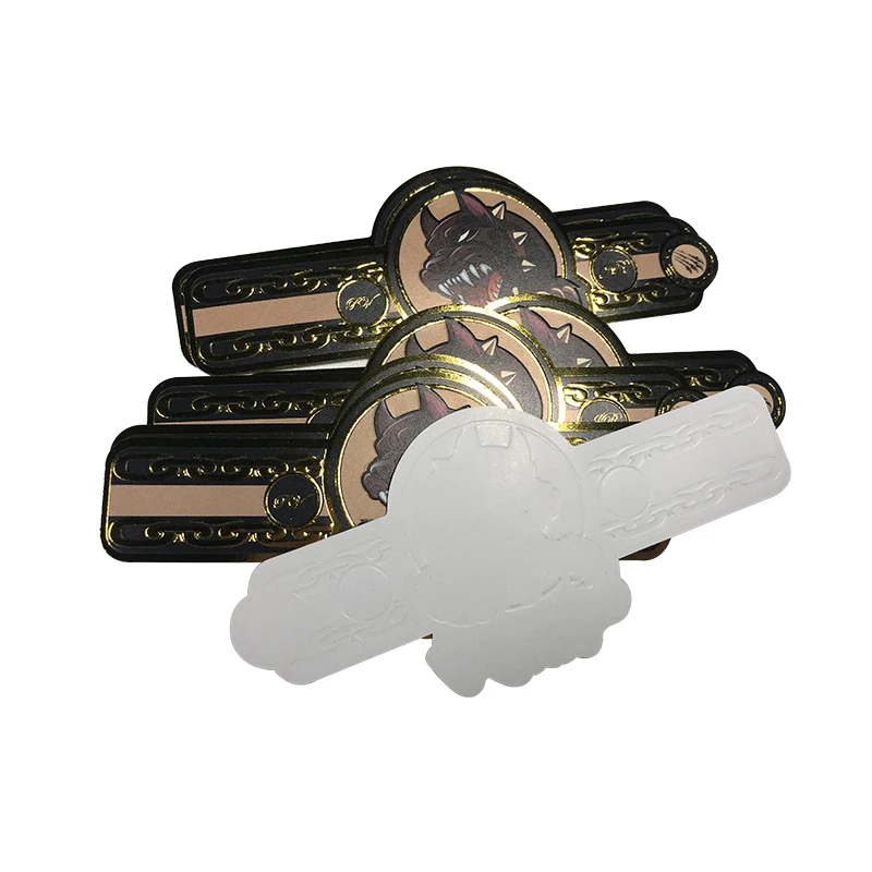 Custom  Hot Stamping  Ring Cigar Bands Printing Embossing Gold Stamping Cigar Label Die Cut Sticker
