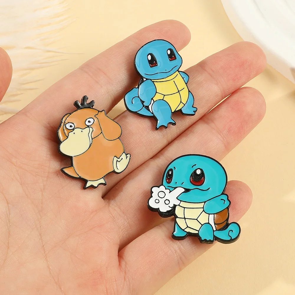 Pocket Monster Ins Style Johnny Turtle Magical Baby Fat Ding Brooch Metal Badge Bag Accessories