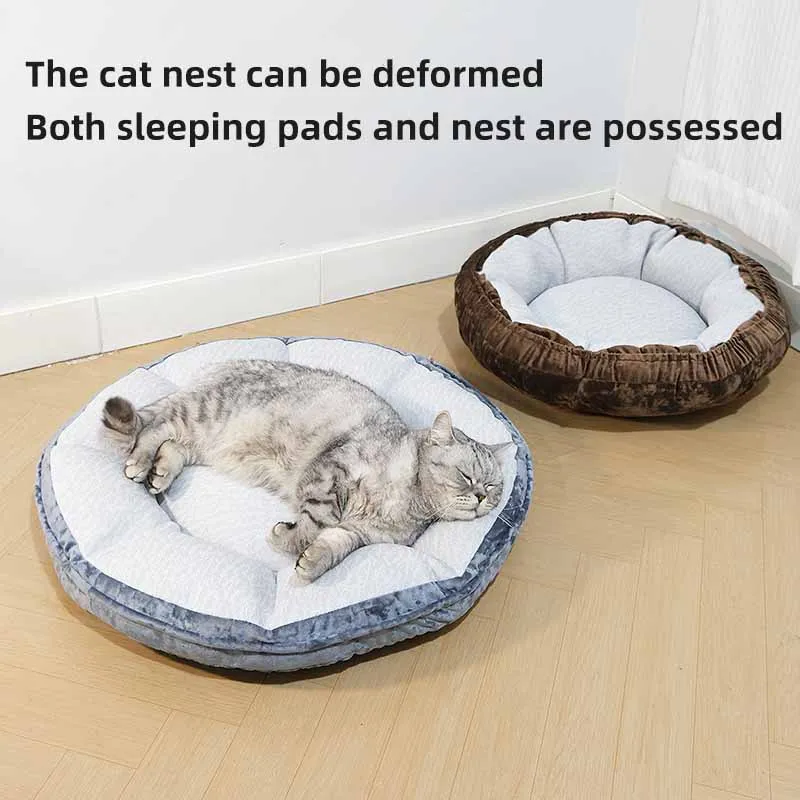 Factory pop-up direct sales high quality corduroy cooling fabric 3D PP cotton dual-purpose cool cat bed